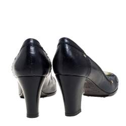 Pre Owned Chloe Blue Leather Block Heel Pumps Size 36