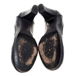 Pre Owned Chloe Blue Leather Block Heel Pumps Size 36