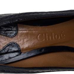 Pre Owned Chloe Blue Leather Block Heel Pumps Size 36