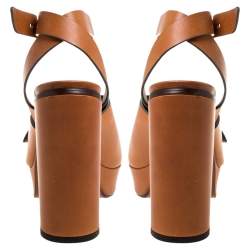 Pre Owned Chloe Tan Leather Kingsley Platform Sandals Size 39