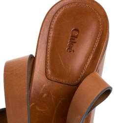 Pre Owned Chloe Tan Leather Kingsley Platform Sandals Size 39