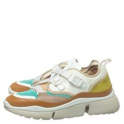Chloe Multicolor Leather And Fabric Sonnie Low Top Sneakers Size 39