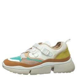 Chloe Multicolor Leather And Fabric Sonnie Low Top Sneakers Size 39