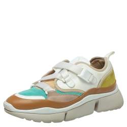 Chloe Multicolor Leather And Fabric Sonnie Low Top Sneakers Size 39