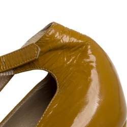 Pre Owned Chloe Yellow Leather T Strap Square Toe Pumps Size 37