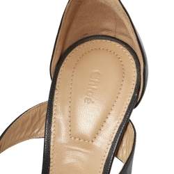 Pre Owned صندل كلوى سير كاحل فيونكة جلد أسود مقاس 36