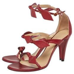 Chloe Burgundy Leather Bow Ankle Strap Sandals Size 36.5