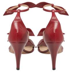Chloe Burgundy Leather Bow Ankle Strap Sandals Size 36.5