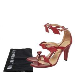 Chloe Burgundy Leather Bow Ankle Strap Sandals Size 36.5