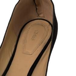 Pre Owned Chloe Black Suede Ankle Strap Ballet Flats Size 38.5