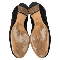 Pre Owned Chloe Black Suede Ankle Strap Ballet Flats Size 38.5