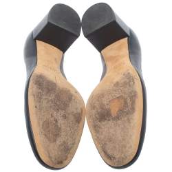 مملوكة مسبقًا حذاء كعب عالي كلوي لورين حافة مموجه جلد أزرق كحلي مقاس 39.5