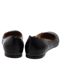 Pre Owned Chloe Black Leather Lauren Ballet Flats Size 40
