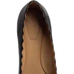 Pre Owned Chloe Black Leather Lauren Ballet Flats Size 40