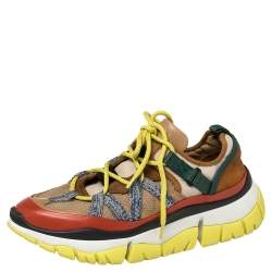 Pre Owned Chloe Multicolor Suede, Leather, And Mesh Panel Sneakers Size 40