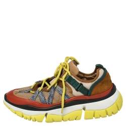 Pre Owned Chloe Multicolor Suede, Leather, And Mesh Panel Sneakers Size 40