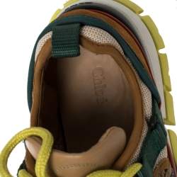 Pre Owned Chloe Multicolor Suede, Leather, And Mesh Panel Sneakers Size 40