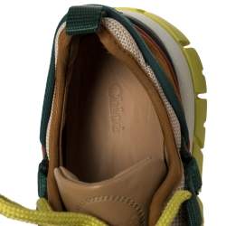 Pre Owned Chloe Multicolor Suede, Leather, And Mesh Panel Sneakers Size 40