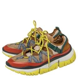 Pre Owned Chloe Multicolor Suede, Leather, And Mesh Panel Sneakers Size 40