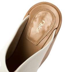 Pre Owned صندل كلوي سير مزدوج كعب روكي جلد أبيض مقاس 36