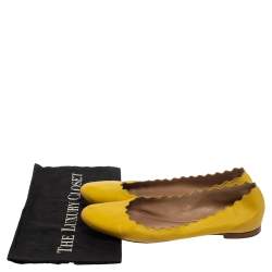 Pre Owned Chloe Yellow Leather Lauren Scalloped Ballet Flats Size 39