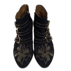 Pre Owned Chloe Navy Blue Suede Susanna Ankle Boots Size 39.5