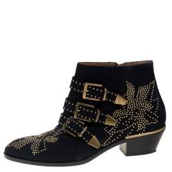 Pre Owned Chloe Navy Blue Suede Susanna Ankle Boots Size 39.5