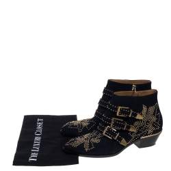 Pre Owned Chloe Navy Blue Suede Susanna Ankle Boots Size 39.5