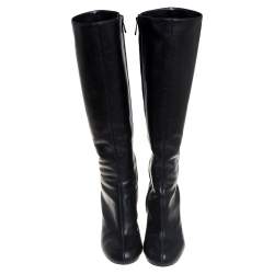 Pre Owned Chloe Black Leather Knee High Boots Size 35
