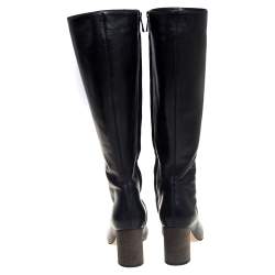 Pre Owned Chloe Black Leather Knee High Boots Size 35