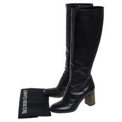 Pre Owned Chloe Black Leather Knee High Boots Size 35