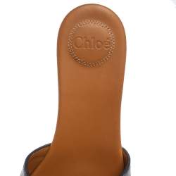 Pre Owned Chloe Black Croc Embossed Leather Slide Sandals 41