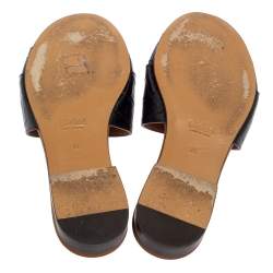 Pre Owned Chloe Black Croc Embossed Leather Slide Sandals 41