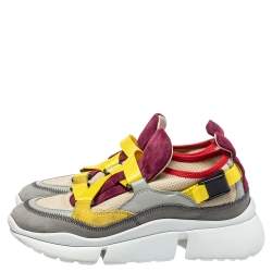 Pre Owned Chloe Multicolor Mesh And Suede Sonnie Sneakers Size 35