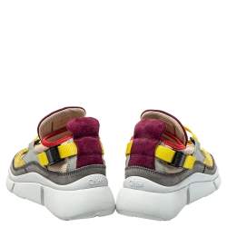 Pre Owned Chloe Multicolor Mesh And Suede Sonnie Sneakers Size 35