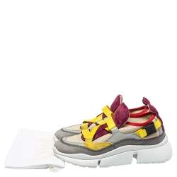 Pre Owned Chloe Multicolor Mesh And Suede Sonnie Sneakers Size 35