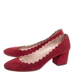 Pre Owned Chloe Red Suede Lauren Pumps Size 37