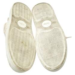 Pre Owned Chloe Light Beige Lace and Leather Lauren Sneakers Size 42