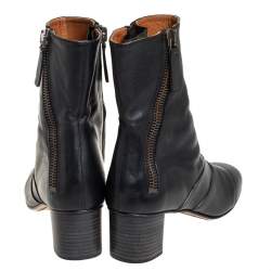 Pre Owned حذاء بوت كاحل كلوي سحاب مزدوج جلد أسود مقاس 41