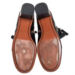 Pre Owned حذاء بوت كاحل كلوي سحاب مزدوج جلد أسود مقاس 41