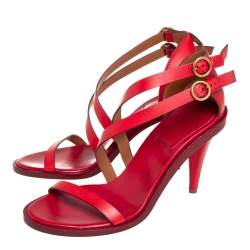 Pre Owned Chloe Red Leather Strappy Sandals Size 40
