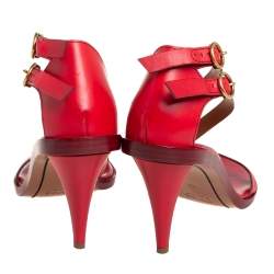 Pre Owned Chloe Red Leather Strappy Sandals Size 40
