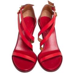 Pre Owned Chloe Red Leather Strappy Sandals Size 40