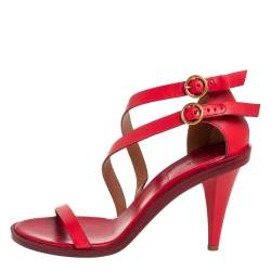 Pre Owned Chloe Red Leather Strappy Sandals Size 40