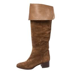 مملوكة مسبقًا حذاء بوت كلوي فوق الركبة سويدي بني مقاس 40