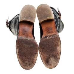 Pre Owned Chloe Black Leather Mid Calf Boots Size 40