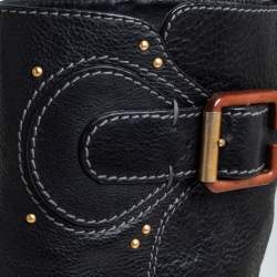 Pre Owned Chloe Black Leather Mid Calf Boots Size 40