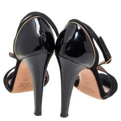 Chloé Black Suede And Patent Leather Ankle Strap Sandals Size 40