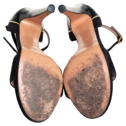 Chloé Black Suede And Patent Leather Ankle Strap Sandals Size 40