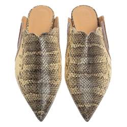 مملوكة مسبقًا حذاء سلايد شانيل جلد نقشة الثعبان متعدد الألوان مقاس 39.5